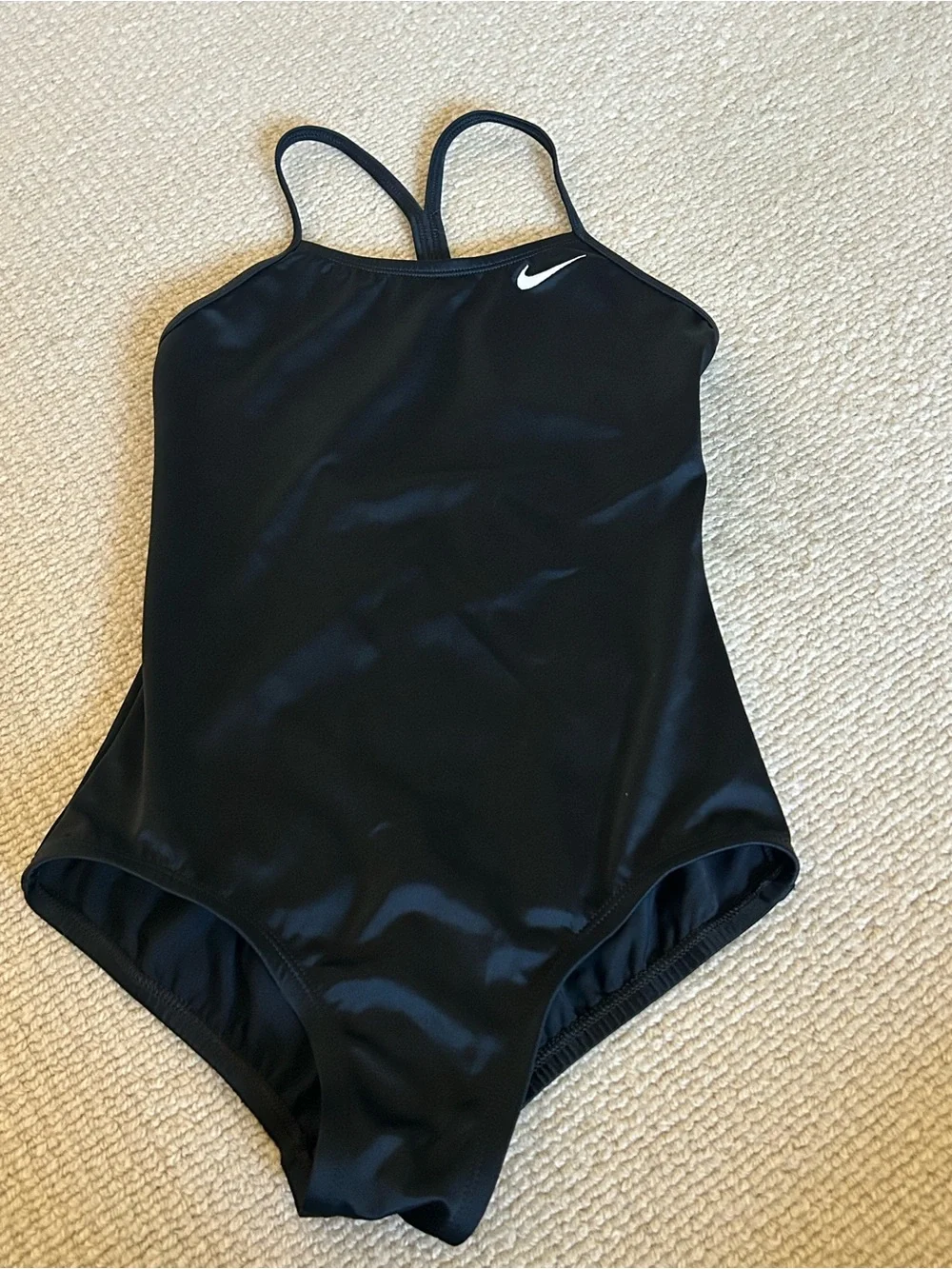 Nike Kids Black One-Piece Swimsuit with White Swoosh
